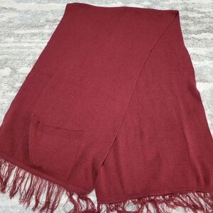 Burgundy Fringed Scarf 64x17